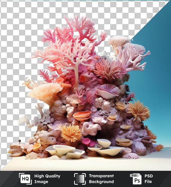 Alta calidad psd transparente fotográfico realista buzo _ s arrecife de coral submarino algas marinas conchas estrellas de mar algas marinas algas marinas