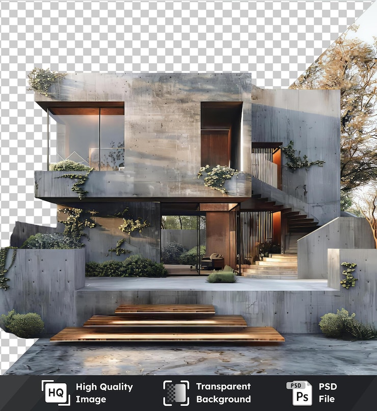 PSD alta calidad transparente psd casa del fuerte se erige alto contra un cielo azul enmarcado por un árbol verde exuberante