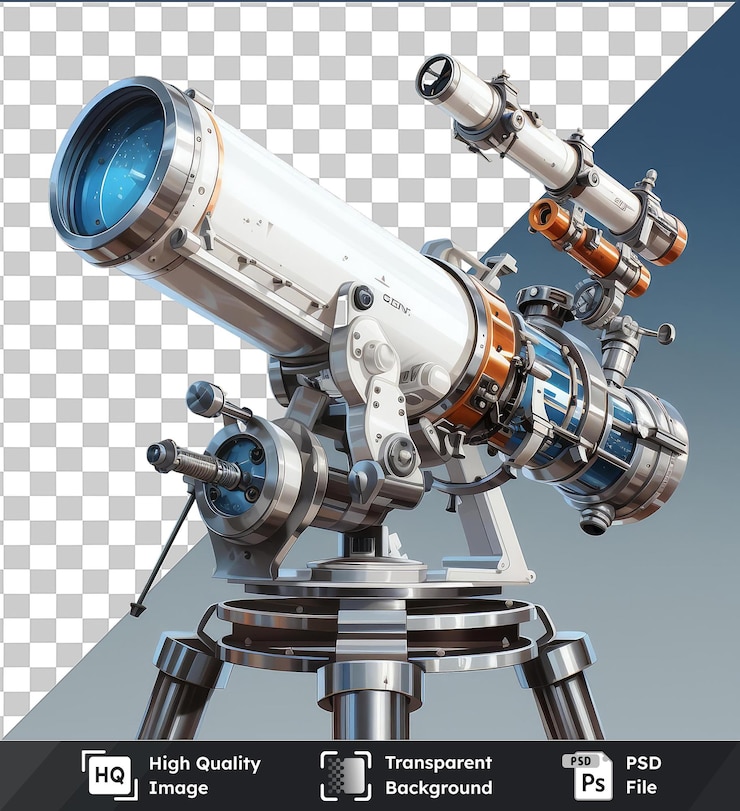PSD alta calidad transparente psd fotográfica realista astrónomo _ s telescopio mirando hacia el cielo