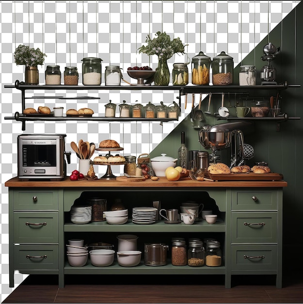 PSD alta qualidade transparente psd fotográfica realista padeiro _ s cozinha a sala verde