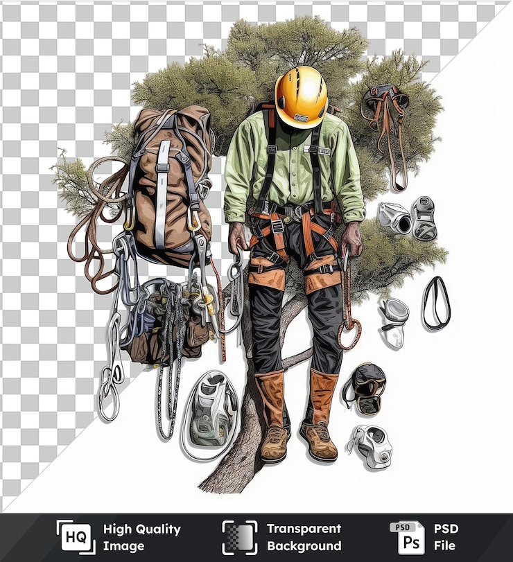 PSD alta qualità psd trasparente fotografico realistico arborista _ s attrezzo da arrampicata albero