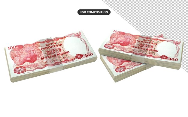 Alte indonesische rupiah 3d-rendering premium psd