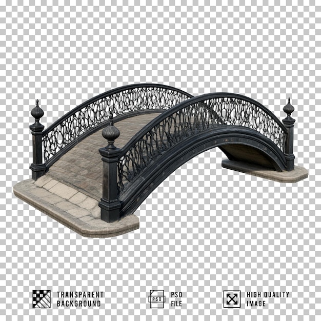 Alte schwarze Brücke auf durchsichtigem Hintergrund