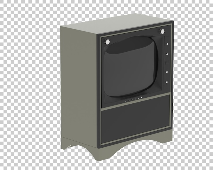 PSD alter fernseher isoliert auf transparentem hintergrund, 3d-darstellung