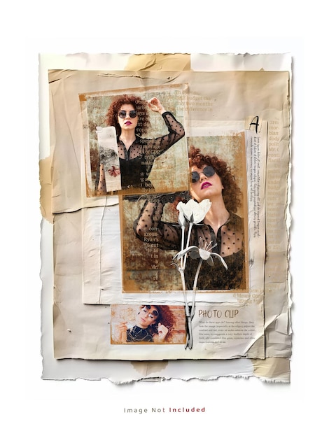 Altes Foto mit zerrissenem braunen Papier Foto-Effekt-Mockup