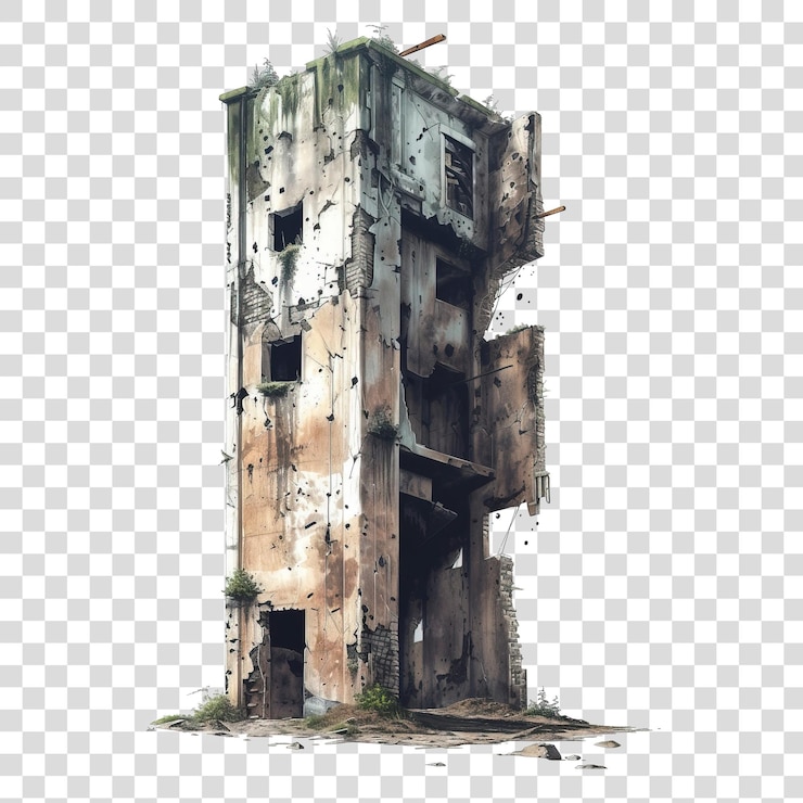 PSD altes gebäude isoliert auf durchsichtigem hintergrund png