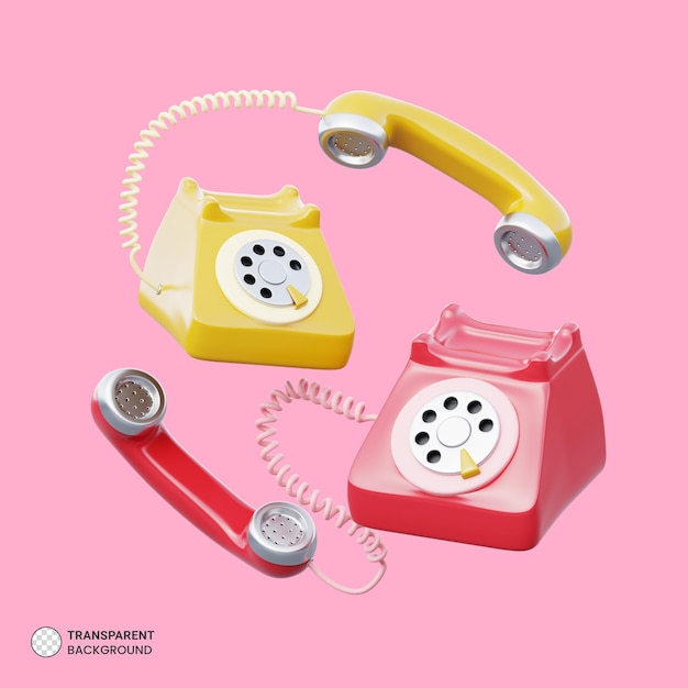 Altes Telefonsymbol isoliert 3d rendern Illustration