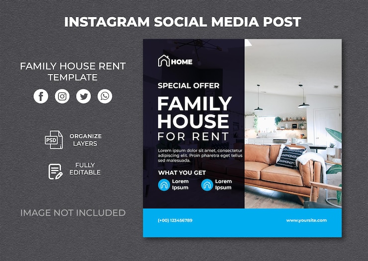 PSD aluguel de casas e imóveis de casas modernas histórias de postagem em mídias sociais modelos de design de anúncios na web