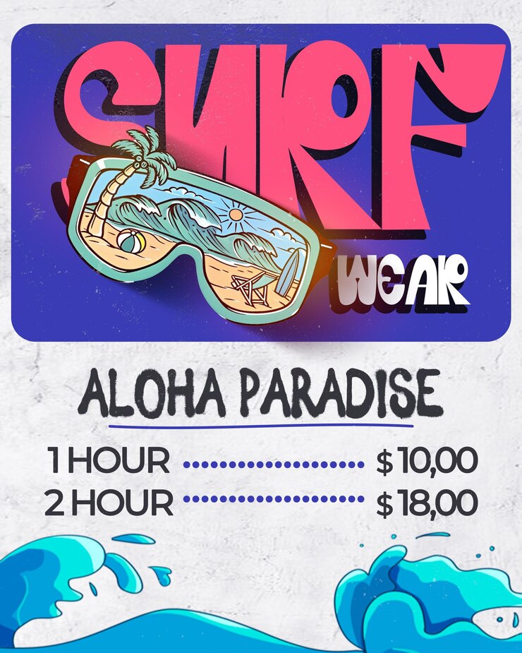 PSD aluguel de surf wear aloha paradise