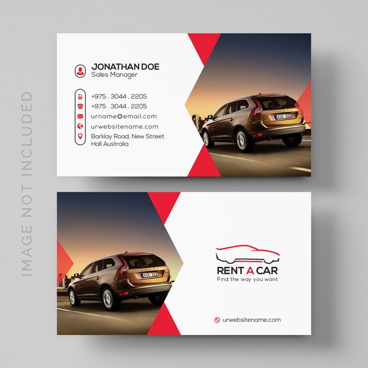 PSD aluguel simples um modelo de cartão de visita de carro com imagem