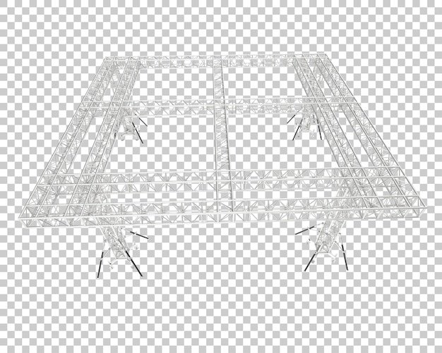 Aluminiumrahmenstruktur isoliert auf transparentem Hintergrund 3D-Rendering-Illustration