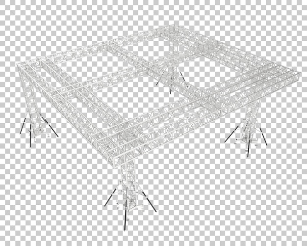 aluminum frame structure isolated on transparent background 3d rendering illustration