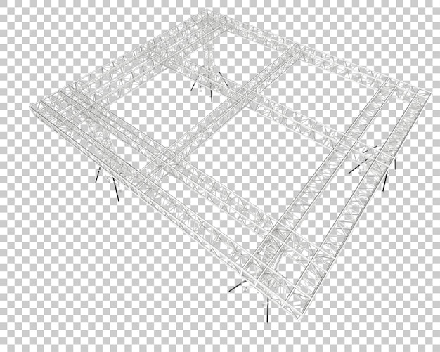 aluminum frame structure isolated on transparent background 3d rendering illustration