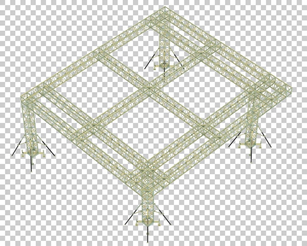 Aluminum frame structure isolated on transparent background 3d rendering illustration