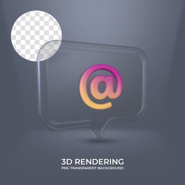 Am symbol mit glasrahmen 3d-rendering