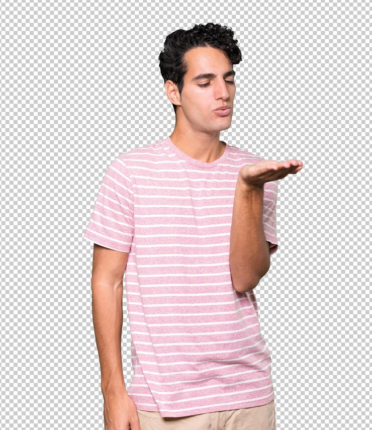 PSD amable joven haciendo un gesto de enviar un beso con la mano