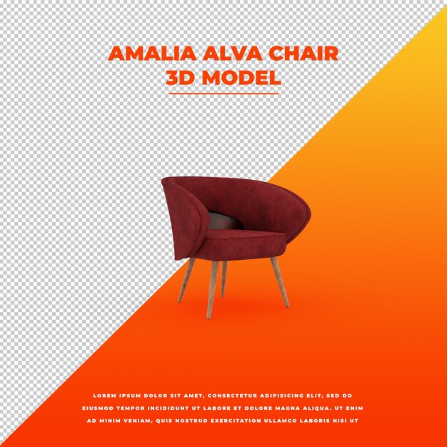 Amalia alva cadeira vermelha 3d modelo isolado