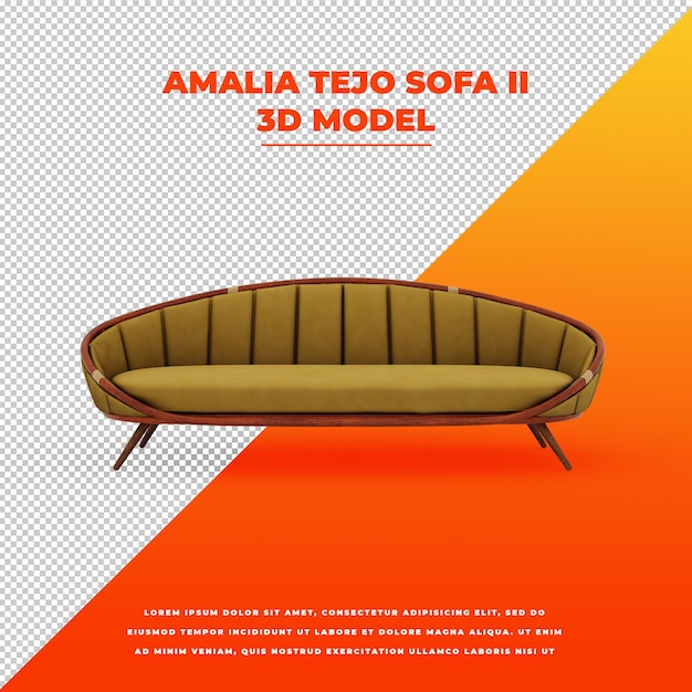 PSD amalia tejo sofá amarelo 3d modelo isolado