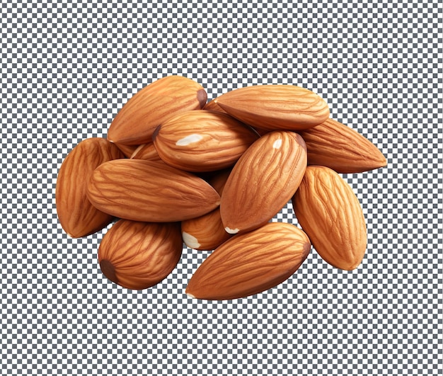Amandes naturelles et fraîches isolées sur un fond transparent