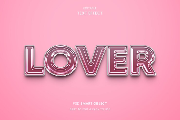 Amante del texto editable PSD con efecto de estilo 3d