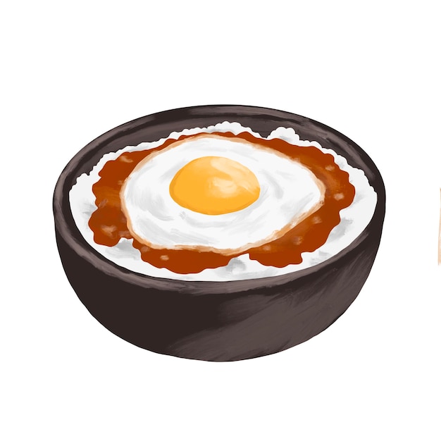 Amarillo de huevo con salsa de glaseado teriyaki ilustración del menú japonés