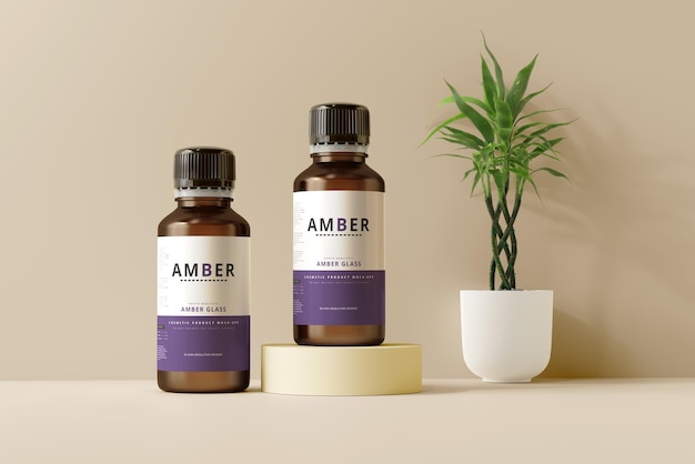 Amber Glasflasche-Mockup