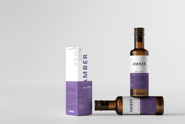 Amber Glass Bottle Mockup