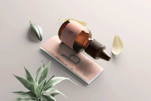 Amber Glass Bottle Mockup