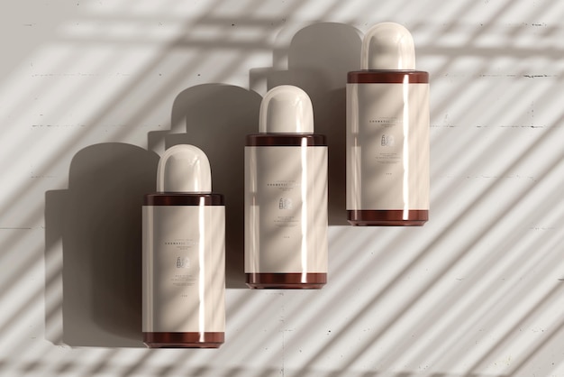 Amber Glass Cosmetic Bottle Mockup