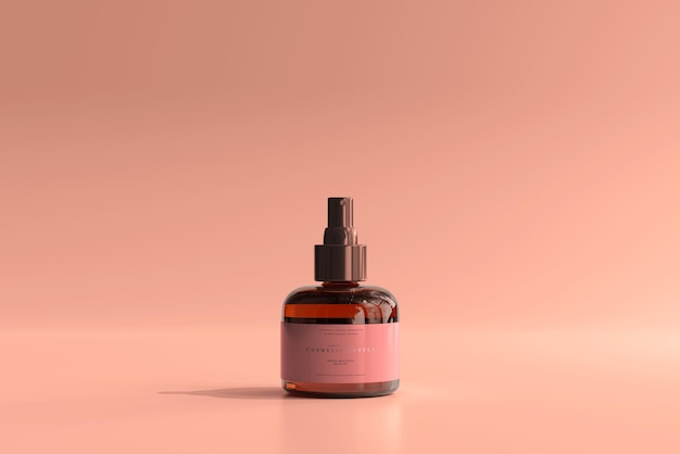 Amber glass cosmetic spray bottle mockup