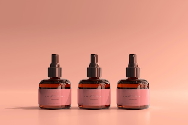 Amber Glass Cosmetic Spray Bottle Mockup