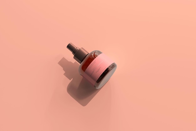 Amber glass cosmetic spray bottle mockup