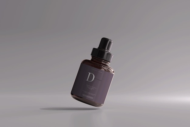 Amber glass dropper bottle mockup