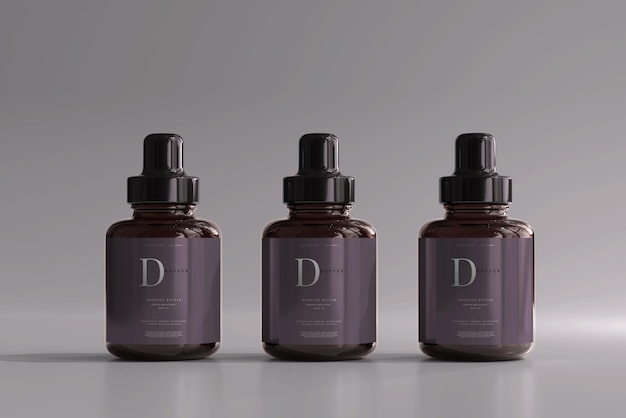 Amber Glass Dropper Bottle Mockup