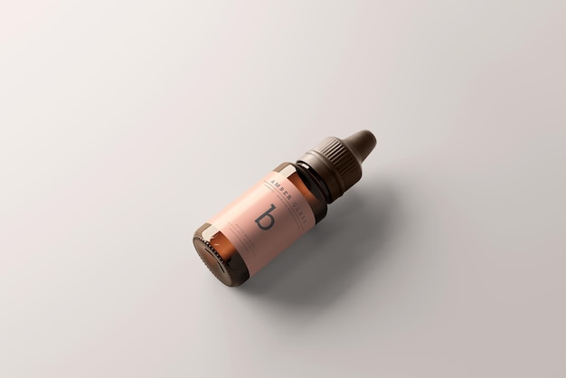 Amber glass dropper bottle mockup