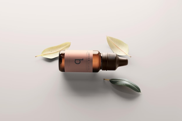 Amber glass dropper bottle mockup