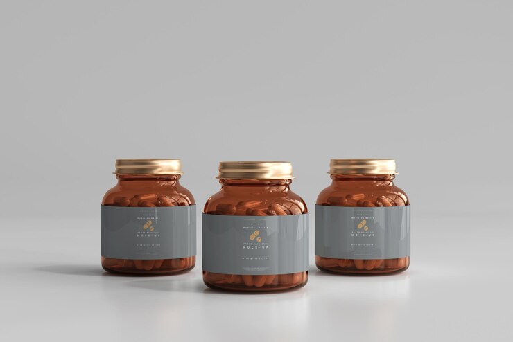 Amber Medicine Bottles Mockup