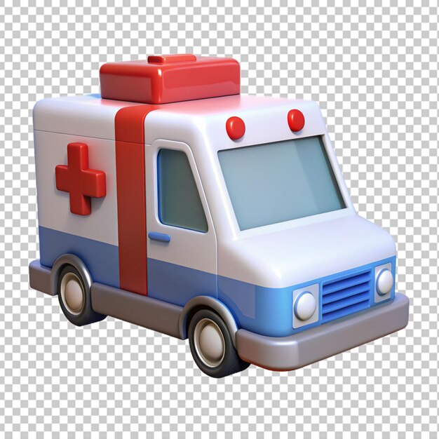 PSD ambulancia en 3d con fondo transparente