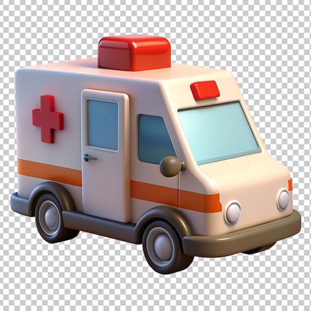 PSD ambulancia en 3d con fondo transparente