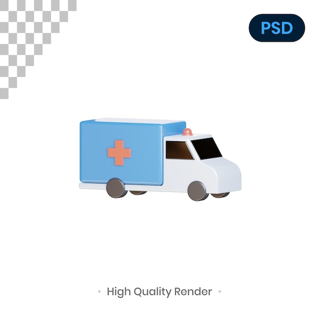 Ambulancia 3D Render Ilustración Premium Psd