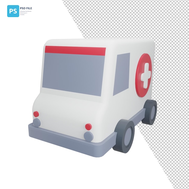 PSD ambulancia en activos de diseño de ilustración 3d