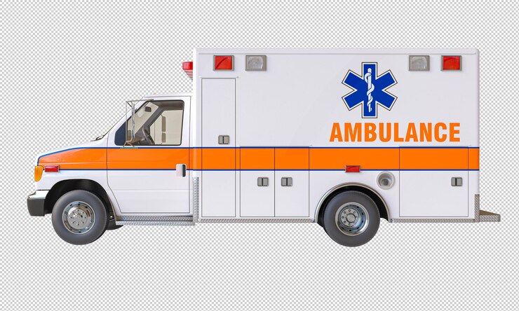 PSD ambulancia aislada sobre un fondo transparente