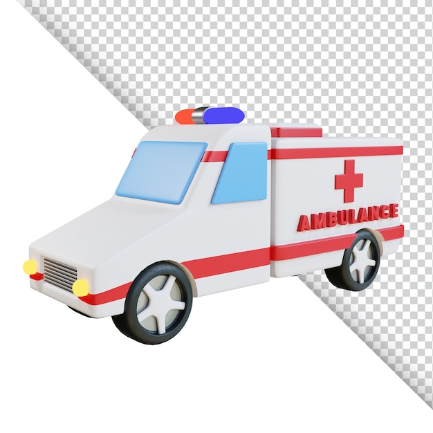 PSD ambulancia coche vehículo médico vector 3d ilustración aislada sobre fondo blanco