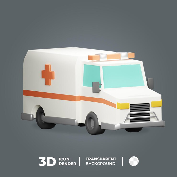 PSD ambulancia de icono 3d