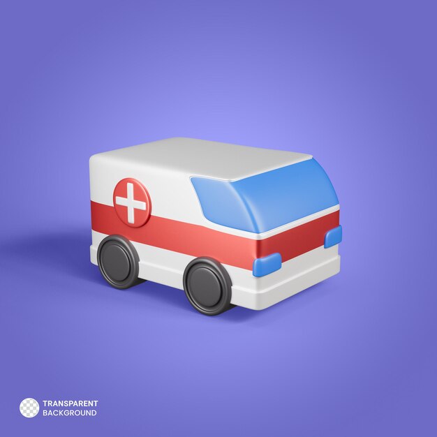 Ambulancia, icono, aislado, 3d, render, ilustración