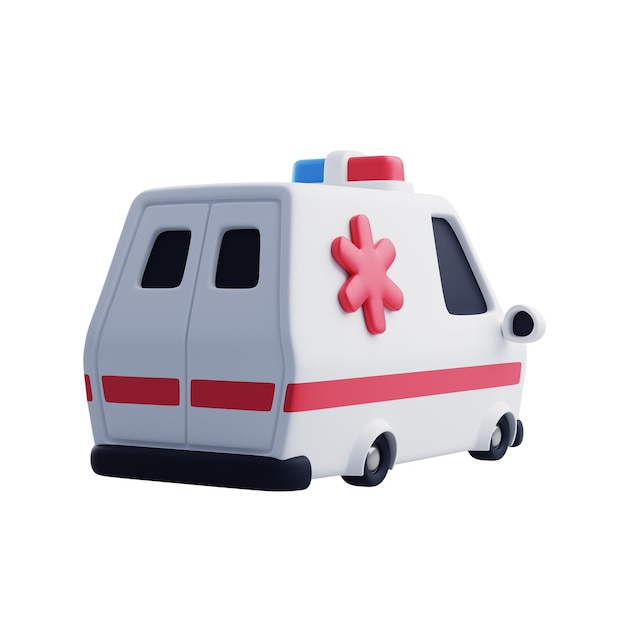 PSD ambulanza 3d icono de atención médica y concepto médico.