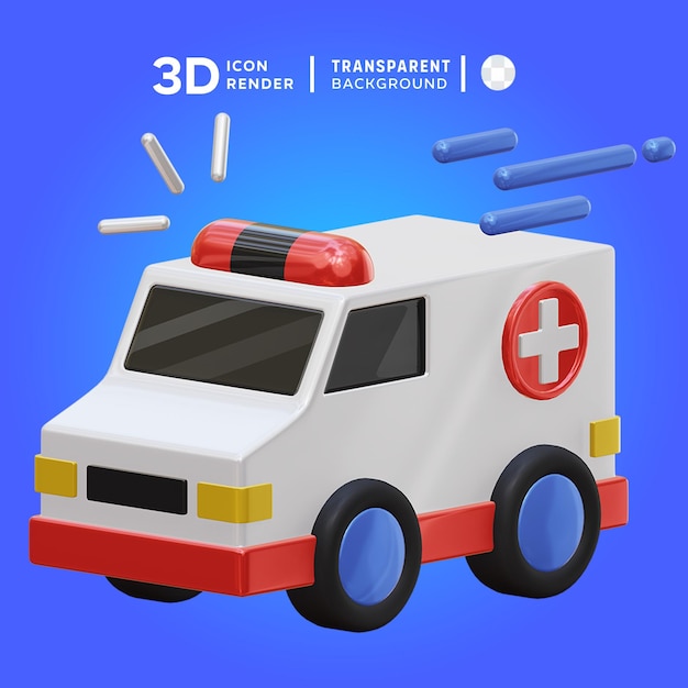 PSD ambulanza 3d ilustración de renderización del icono 3d de color aislado