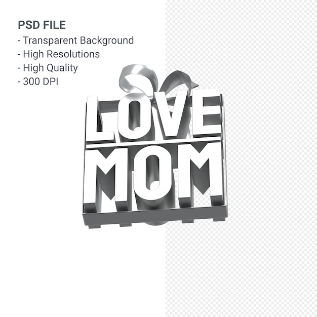 PSD ame a mãe com arco e fita renderização 3d isolada
