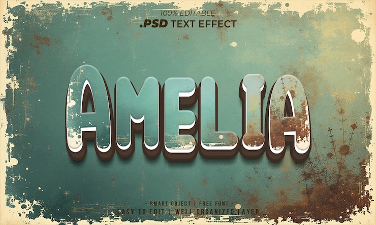 PSD amelia retro text effect