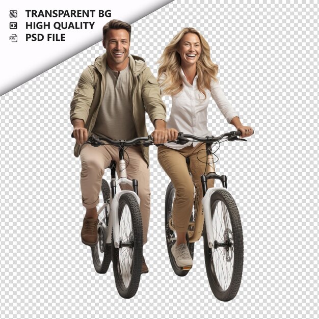 PSD american couple biking ultra realista estilo traseiro branco